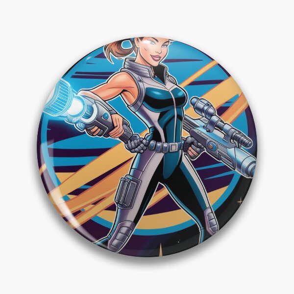 Item preview, Female space hero scifi adventurer artwork illustration designed and sold by Vintage Designs +.