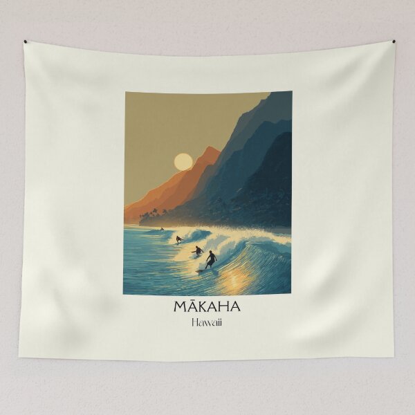 Item preview, Mākaha Oʻahu Surfing | Big Wave Ocean Art Print designed and sold by TuncGK.