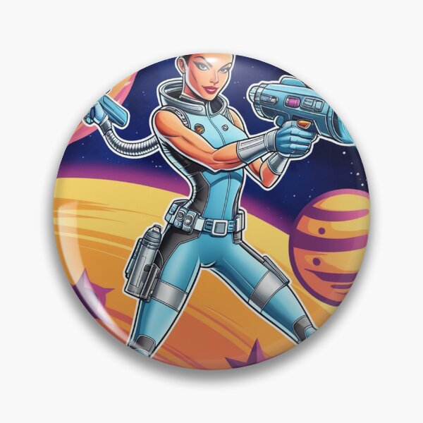 Item preview, Female space hero scifi adventurer artwork illustration designed and sold by Vintage Designs +.