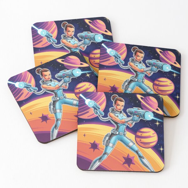 Item preview, Ilustración artística de una heroína espacial aventurera de ciencia ficción designed and sold by Vintage Designs +.