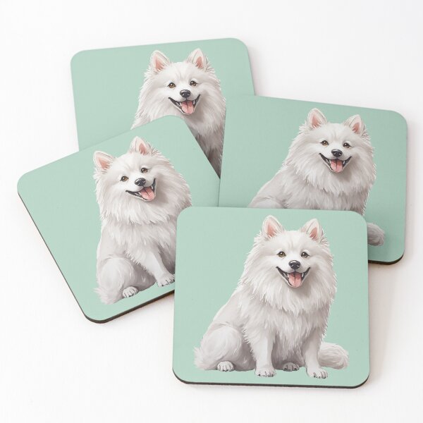 Item preview, American Eskimo Dog White Fluffy Puppy Watercolor (mint) designed and sold by Magnolia Valley Art.