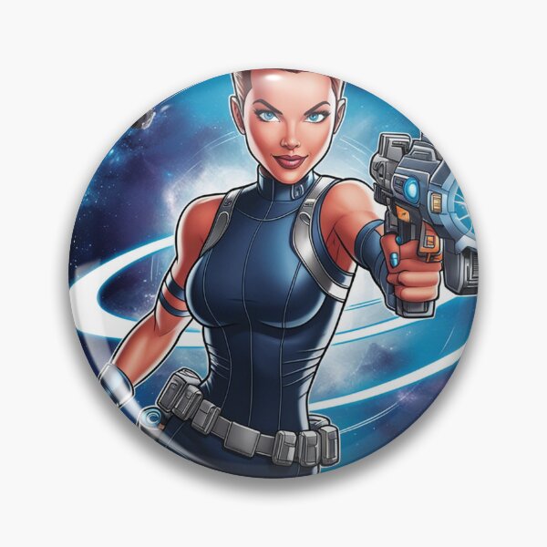 Item preview, Female space hero scifi adventurer artwork illustration designed and sold by Vintage Designs +.