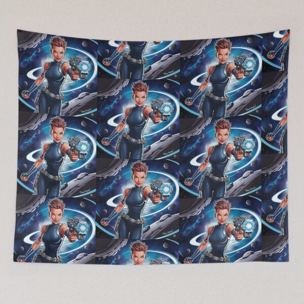 Item preview, Female space hero scifi adventurer artwork illustration designed and sold by Vintage Designs +.