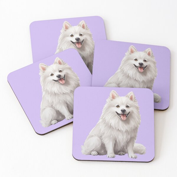 Item preview, American Eskimo Dog White Fluffy Puppy Watercolor (purple) designed and sold by Magnolia Valley Art.