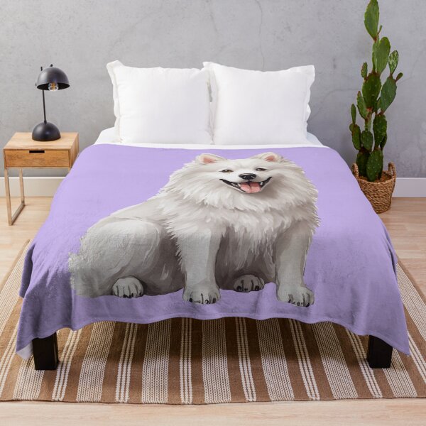Item preview, American Eskimo Dog White Fluffy Puppy Watercolor (purple) designed and sold by Magnolia Valley Art.