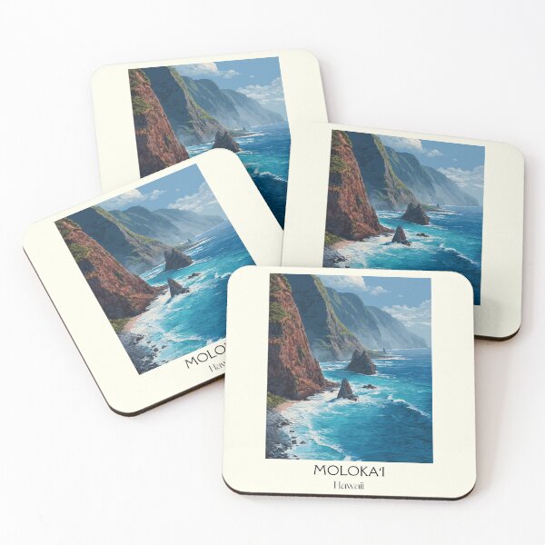 Item preview, Molokaʻi Hawaii Sea Cliffs | Rugged Coastline Art Print designed and sold by TuncGK.