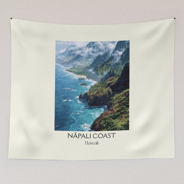 Item preview, Nāpali Coast Kauaʻi Hawaii | Emerald Sea Cliffs Art Print designed and sold by TuncGK.