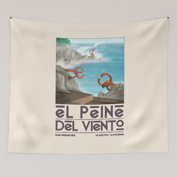 Item preview, Cartel de viaje vintage El Peine del Viento – Retro San Sebastián Costa del País Vasco designed and sold by JDP--Designs.