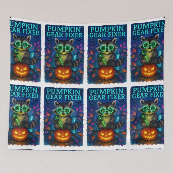 Item preview, Raccoon BMET Halloween Glow Art Print | “Pumpkin Gear Fixer” Biomedical Equipment Technician Decor designed and sold by ClinicalHubs.
