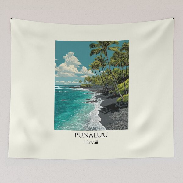 Item preview, Punaluʻu Hawaii Black Sand Beach | Big Island Art Print designed and sold by TuncGK.
