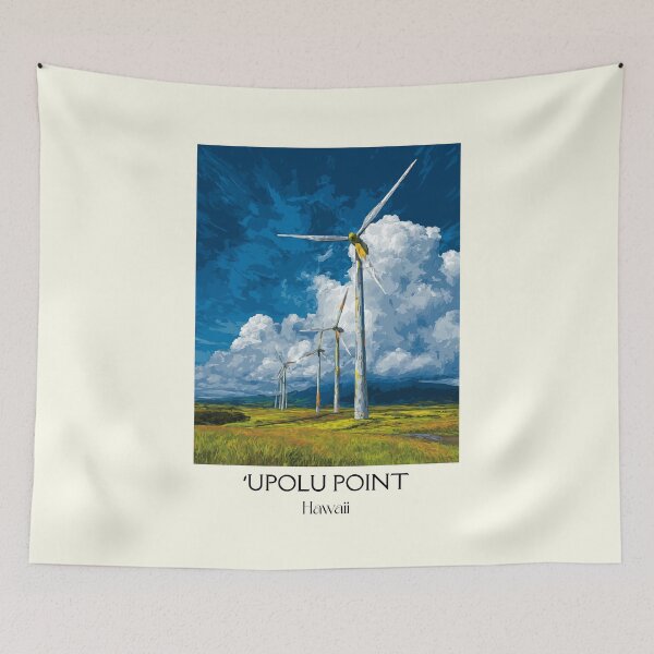 Item preview, ʻUpolu Point Hawaii Wind Farm | Big Island Art Print designed and sold by TuncGK.
