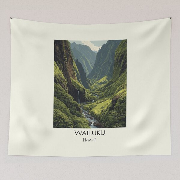 Item preview, Wailuku Maui Hawaii | Lush Green Valley Art Print designed and sold by TuncGK.