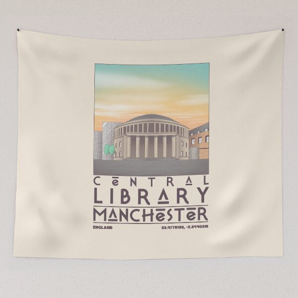 Item preview, Central Library Manchester Vintage Travel Poster – Retro Wall Art designed and sold by JDP--Designs.