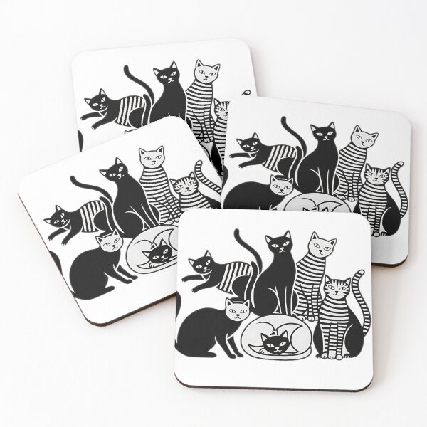Item preview, Black & White Line Art Cats designed and sold by meesub.