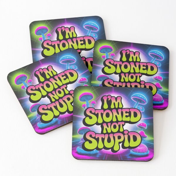 Item preview, I’M STONED NOT STUPID – Vaporwave Cyber Neon Design designed and sold by ClearPulse.