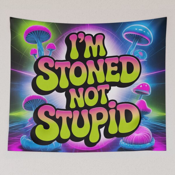 Item preview, I’M STONED NOT STUPID – Vaporwave Cyber Neon Design designed and sold by ClearPulse.