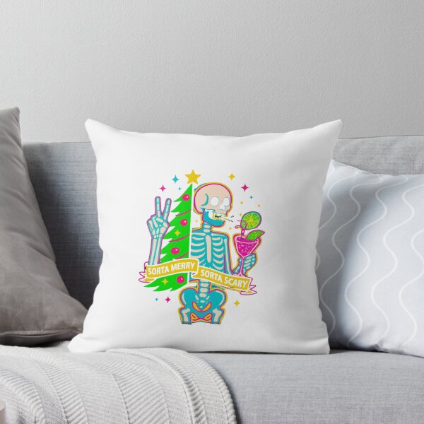 Item preview, SORTA MERRY SORTA SCARY – Neon Skeleton Christmas Mashup Classic T-Shirt designed and sold by inkfluenceart.