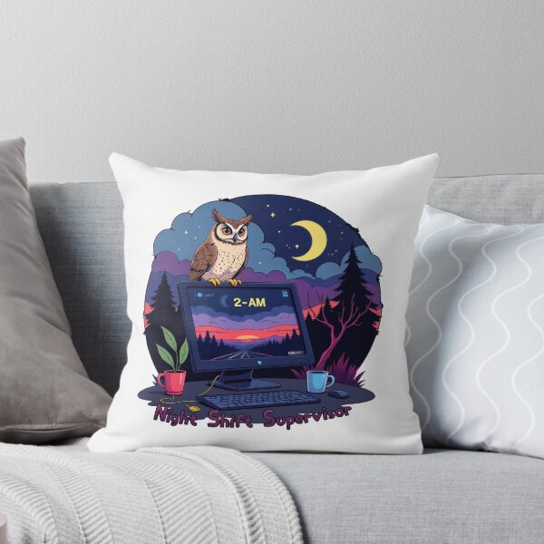 Item preview, Night Shift Supervisor – Owl at the Monitor designed and sold by Grin-and-Gear.