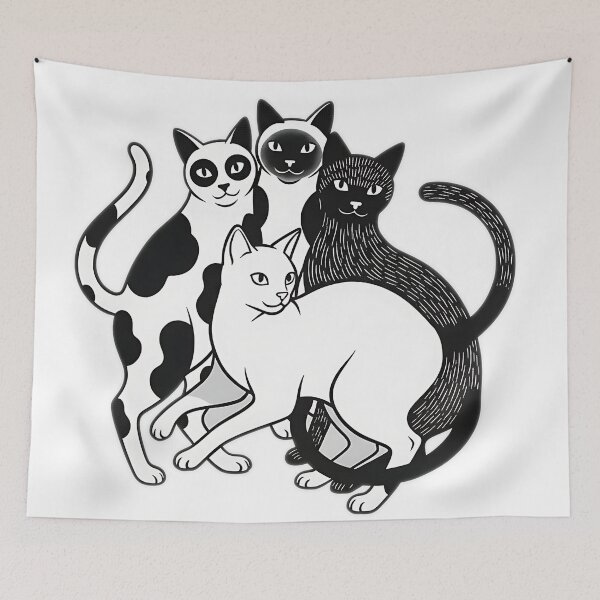 Item preview, The Black and White Cat Huddle designed and sold by meesub.
