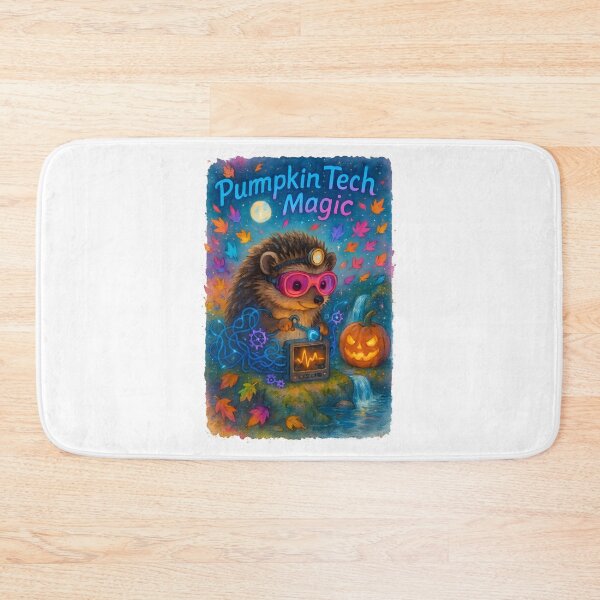 Item preview, Hedgehog Biomedical Tech Halloween Print | “Pumpkin Tech Magic” Neon Decor designed and sold by ClinicalHubs.