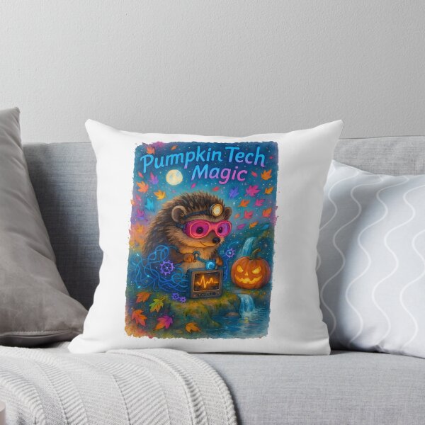 Item preview, Hedgehog Biomedical Tech Halloween Print | “Pumpkin Tech Magic” Neon Decor designed and sold by ClinicalHubs.