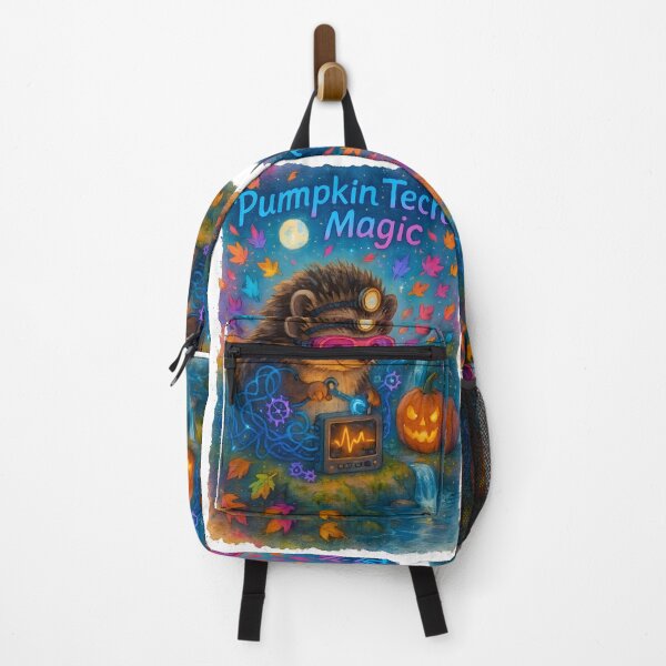 Item preview, Hedgehog Biomedical Tech Halloween Print | “Pumpkin Tech Magic” Neon Decor designed and sold by ClinicalHubs.