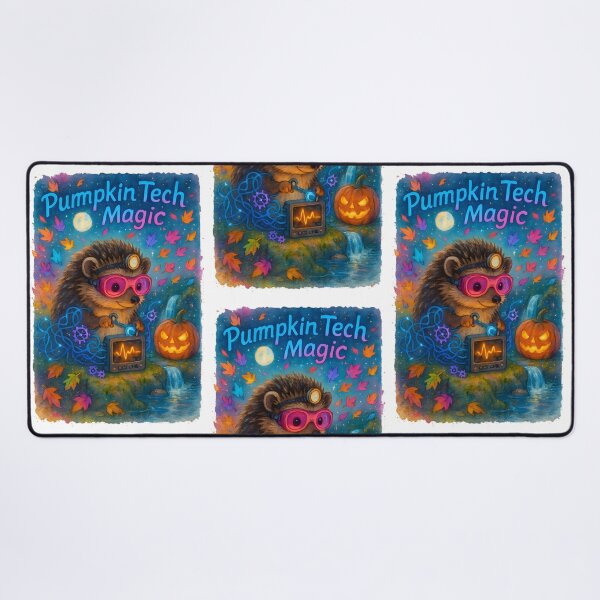 Item preview, Hedgehog Biomedical Tech Halloween Print | “Pumpkin Tech Magic” Neon Decor designed and sold by ClinicalHubs.