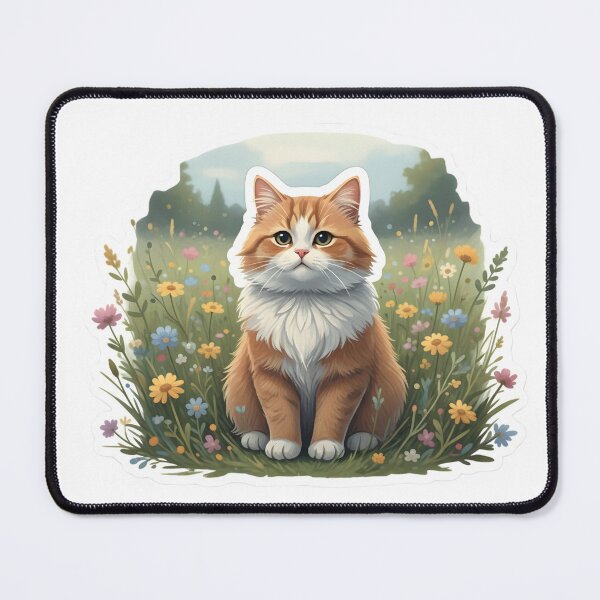 Item preview, Existential Cottagecore Cat - Moody Feline in Wildflowers designed and sold by StickyGuys.