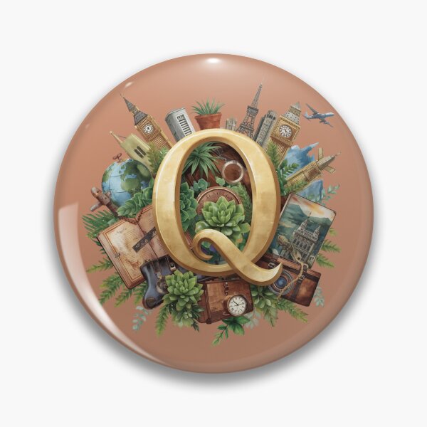 Item preview, Adventure Awaits – Letter Q Vintage Travel Monogram | Quest, Quiet Roads & Quirky Destinations designed and sold by AmenAlways.