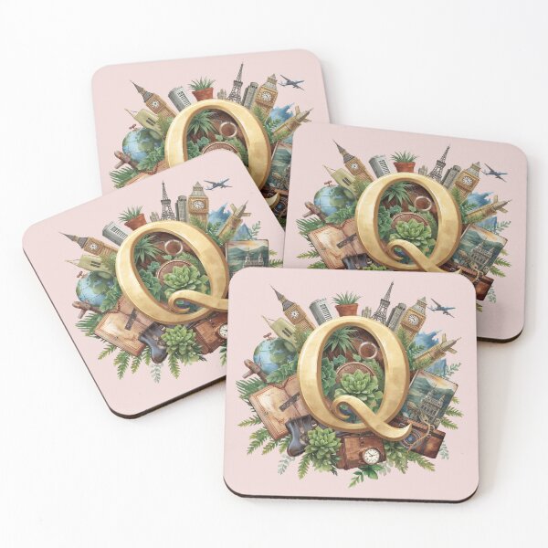 Item preview, Adventure Awaits – Letter Q Vintage Travel Monogram | Quest, Quiet Roads & Quirky Destinations designed and sold by AmenAlways.