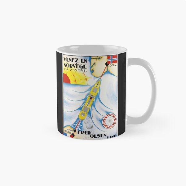 Item preview, Vintage Norway Travel Poster | Fred Olsen Line Art Deco Print | 1920s-1930s Retro Wall Art | Scandinavian Adventure Decor | Oslo Map designed and sold by artofuniverse.