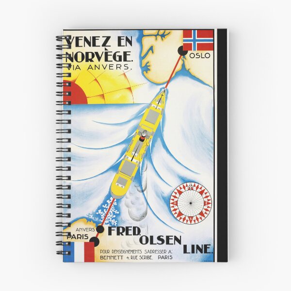 Item preview, Vintage Norway Travel Poster | Fred Olsen Line Art Deco Print | 1920s-1930s Retro Wall Art | Scandinavian Adventure Decor | Oslo Map designed and sold by artofuniverse.