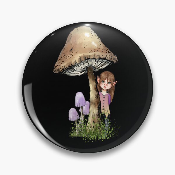 Item preview, Elfin Pixie Girl With Giant Mushrooms or Toadstools designed and sold by JoyfulWhimsy.