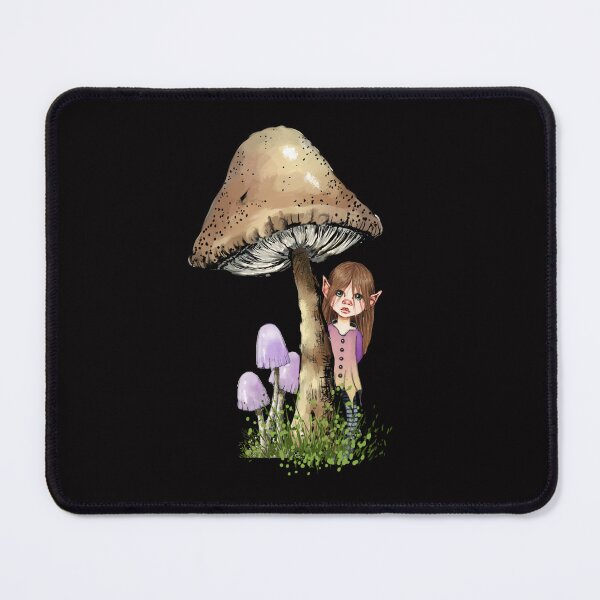 Item preview, Elfin Pixie Girl With Giant Mushrooms or Toadstools designed and sold by JoyfulWhimsy.