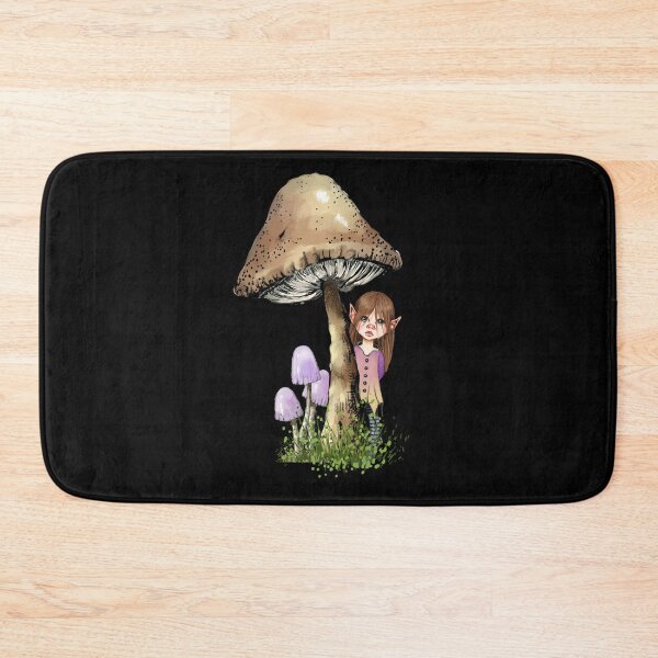 Item preview, Elfin Pixie Girl With Giant Mushrooms or Toadstools designed and sold by JoyfulWhimsy.