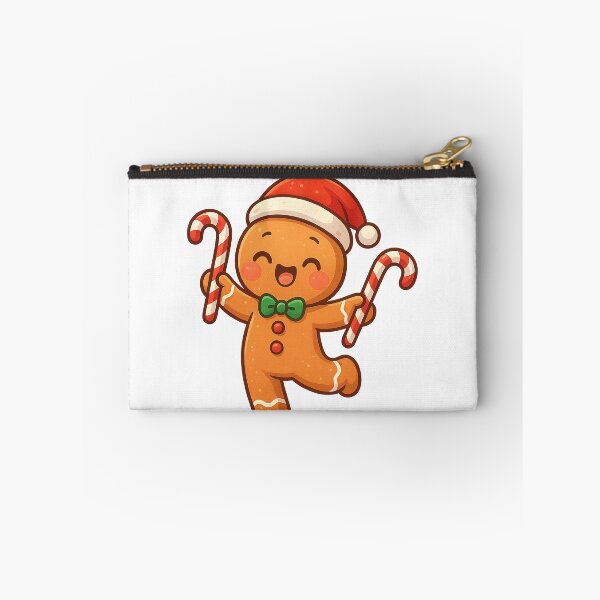 Item preview, Kawaii Christmas Gingerbread Man Dancing with Candy Canes | Cute Holiday Design for Kids & Stickers designed and sold by Ammar Studio.