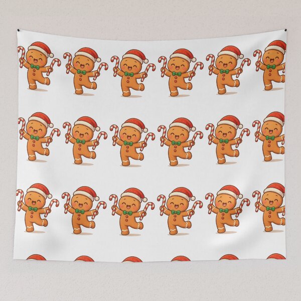 Item preview, Kawaii Christmas Gingerbread Man Dancing with Candy Canes | Cute Holiday Design for Kids & Stickers designed and sold by Ammar Studio.