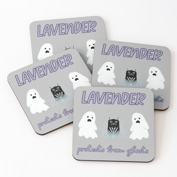 Item preview, LAVENDER PROTECTS FROM GHOSTS Cute Cat with Ghosts Design designed and sold by HugSomeNettles.