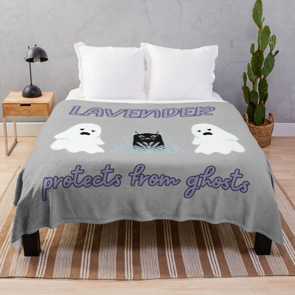 Item preview, LAVENDER PROTECTS FROM GHOSTS Cute Cat with Ghosts Design designed and sold by HugSomeNettles.
