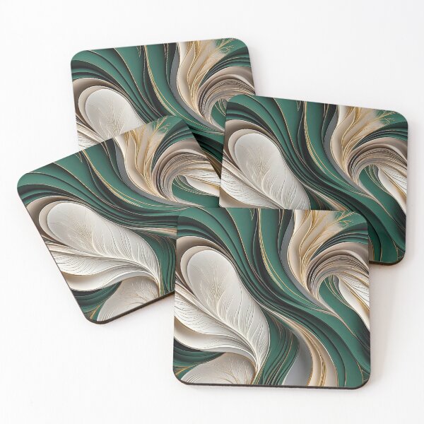 Item preview, Golden Air – Emerald & Gold Flowing Abstract designed and sold by FutureImaging.