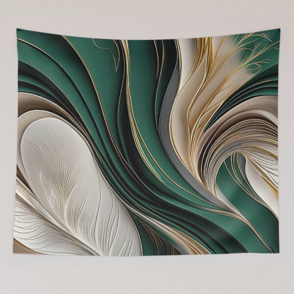 Item preview, Golden Air – Emerald & Gold Flowing Abstract designed and sold by FutureImaging.