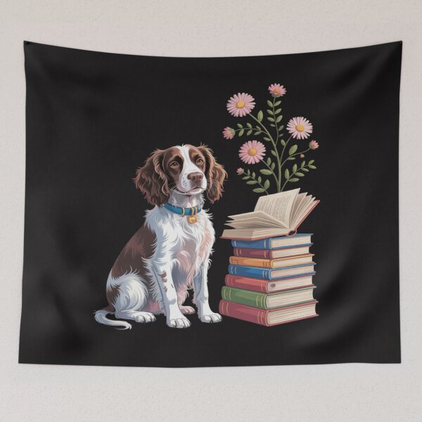 Item preview, English Springer Spaniel Sprocker Book Reading Flowers designed and sold by JosephMelendez6.