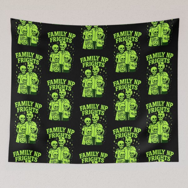 Artikelvorschau, Family NP Frights Schwarzes Halloween-Shirt | Neongrünes lustiges Skelett-T-Shirt für Familienkrankenschwester entworfen und verkauft von ClinicalHubs.