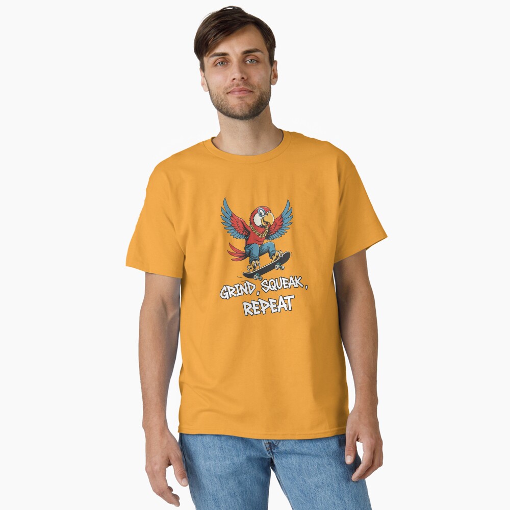 Classic T-Shirt - Parrot Skater Grind Squeak Repeat
