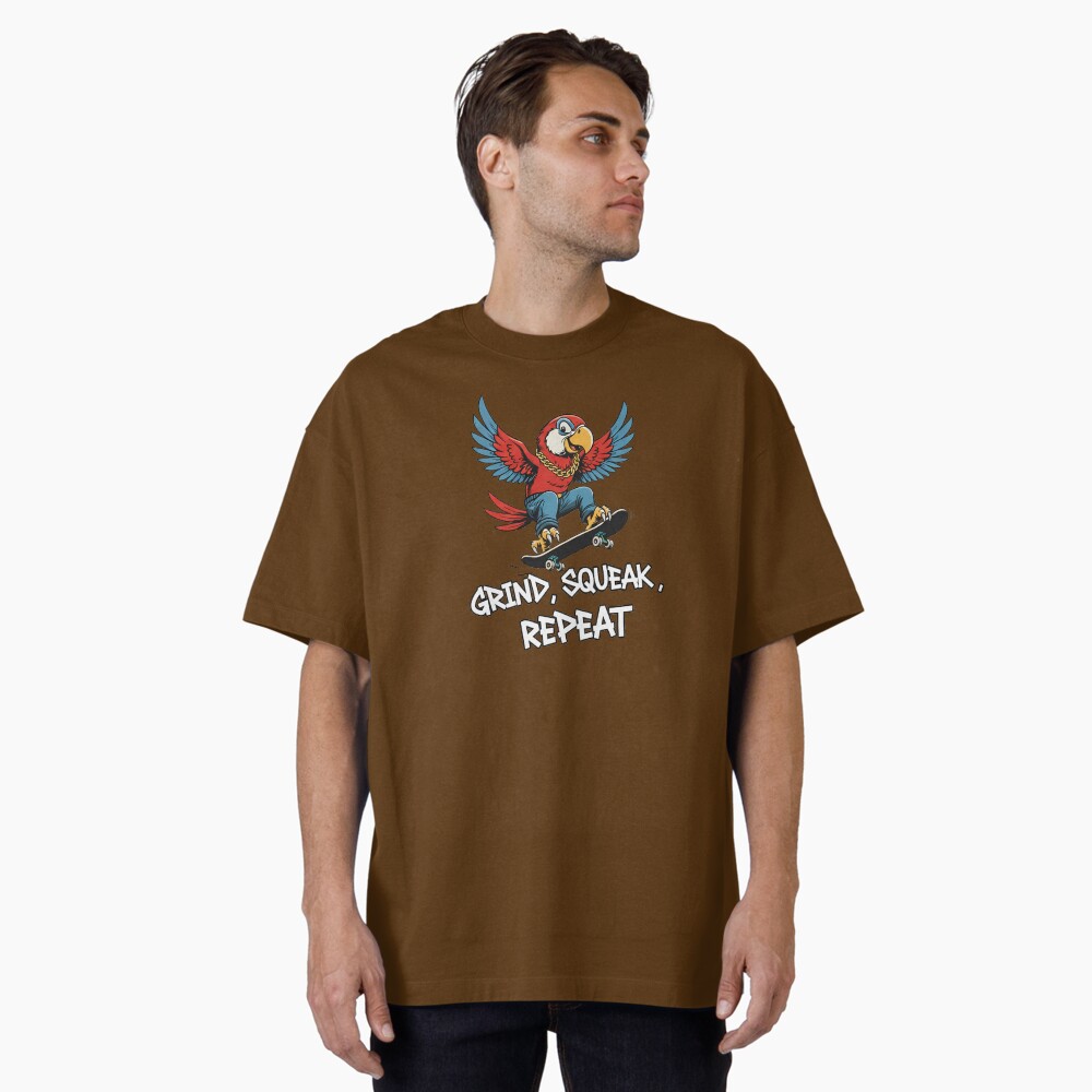 Parrot Skater: Grind, Squeak, Repeat Oversized Tee