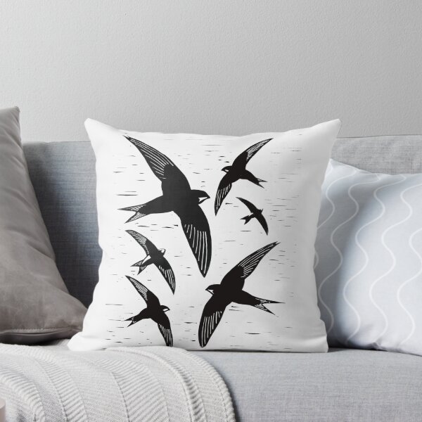Item preview, Swifts Linocut Art Print birds designed and sold by PetesLinoPrints.