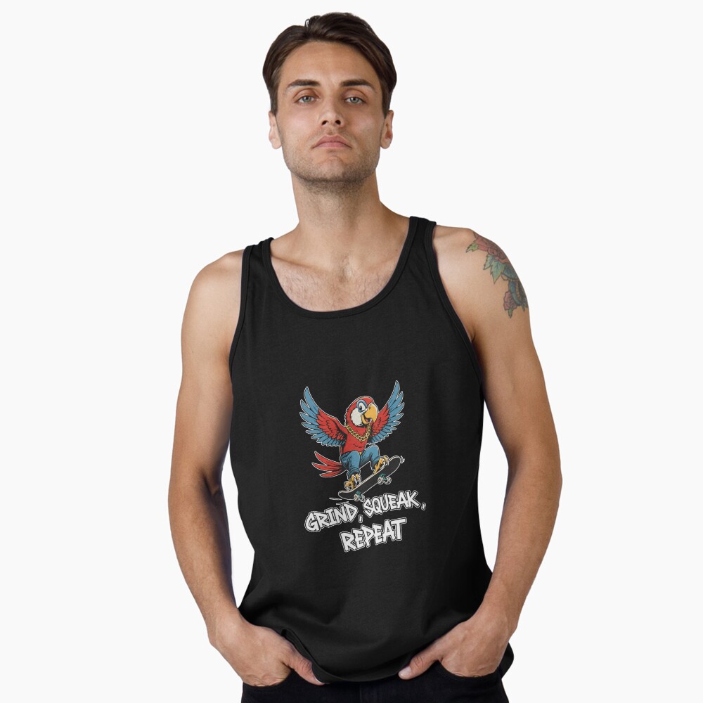 Skater Life Parrot Grind Squeak Repeat Tank Top