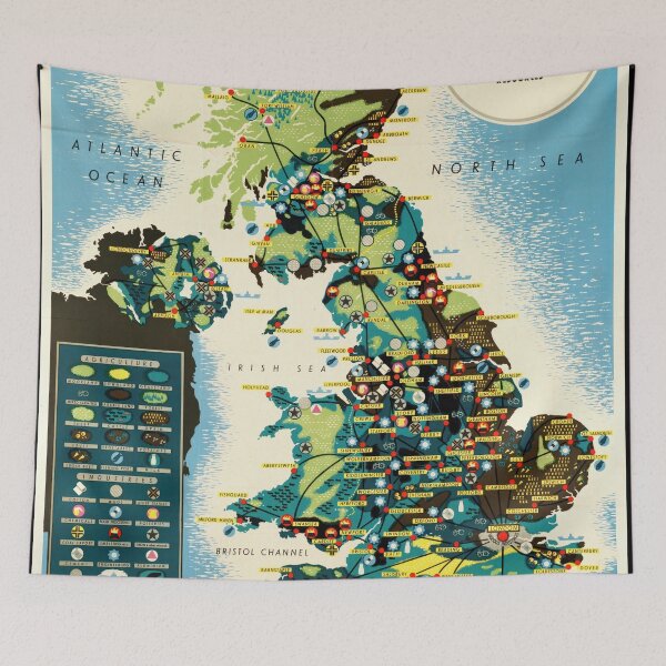Item preview, Vintage Mid-Century Map Art | Great Britain Industrial Resources | Historical Wall Decor Poster | Retro UK Economic Illustration designed and sold by artofuniverse.