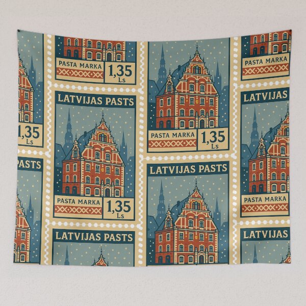 Item preview, Latvia – Vintage Postage Stamp (House of the Blackheads, Riga) designed and sold by Travellerz.