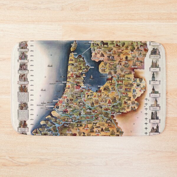Item preview, Vintage 1937 Holland Map Art | Jo Spier Illustrated Poster | Dutch Culture & History | Whimsical Cartography | Historical Decor designed and sold by artofuniverse.